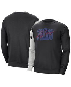 Мужской черный, Хизер-серый пуловер Philadelphia 76ers Courtside Versus Force &amp; Flight Nike