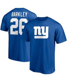 Мужская футболка Saquon Barkley Royal New York Giants со значком игрока, именем и номером Fanatics