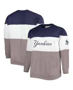 Мужской темно-синий и белый пуловер New York Yankees Big and Tall свитшот Profile