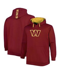 Мужской бордовый пуловер с капюшоном и логотипом Washington Commanders Big and Tall Profile