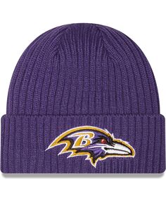 Мужская фиолетовая классическая вязаная шапка Baltimore Ravens Core с манжетами New Era