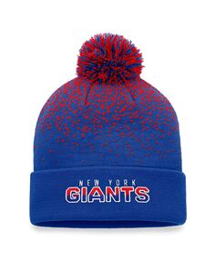 Мужская фирменная вязаная шапка Royal New York Giants Iconic с манжетами с градиентом и помпоном Fanatics