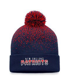 Мужская фирменная темно-синяя вязаная шапка New England Patriots Iconic с градиентными манжетами и помпоном Fanatics