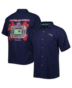 Мужская темно-синяя рубашка на пуговицах New England Patriots Top of Your Game Camp Tommy Bahama