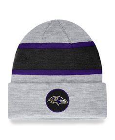 Мужская вязаная шапка с логотипом Heather Grey Baltimore Ravens и манжетами Fanatics