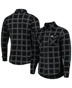 Мужская черная фланелевая куртка-рубашка на пуговицах Philadelphia Eagles Industry Antigua