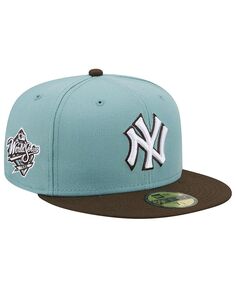 Мужская светло-голубая и коричневая приталенная шляпа New York Yankees World Series 1999 Beach Kiss 59FIFTY New Era