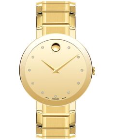Мужские мужские часы-браслет с золотистым PVD-покрытием и швейцарским сапфиром (1/20 карата), 39 мм Movado