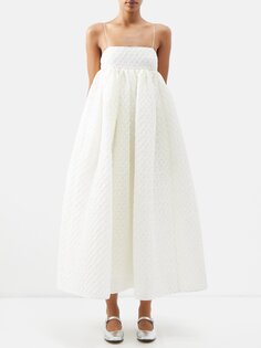 Платье-клоке из смесового льна edition beth с квадратным вырезом Cecilie Bahnsen, белый