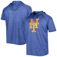 Мужская футболка Stitches Royal New York Mets Space-Dye реглан с капюшоном