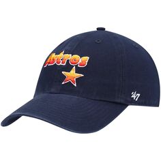 Мужская темно-синяя регулируемая шляпа &apos;47 Houston Astros Logo Cooperstown Collection Clean Up