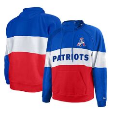 Мужской красный пуловер с капюшоном New England Patriots Big &amp; Tall Throwback с цветными блоками реглан New Era