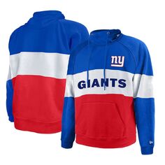 Мужской красный/королевский New York Giants Big &amp; Tall Current Colorblock реглан флисовый пуловер с капюшоном New Era