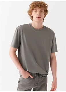 Однотонная светло-серая мужская футболка свободного кроя с круглым вырезом Mavi