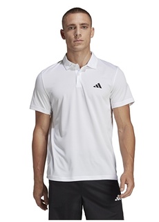 Однотонная белая мужская футболка с воротником-стойкой Adidas