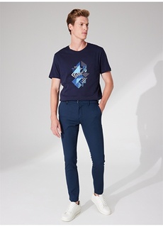 Мужские брюки узкого кроя с нормальной талией темно-синего цвета Beymen Business