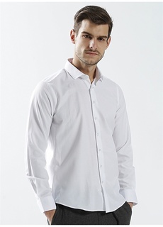 Белая мужская рубашка с классическим воротником Süvari