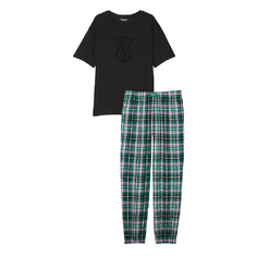 Пижама Victoria&apos;s Secret Flannel, зеленый/черный/розовый