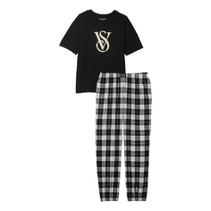 Пижама Victoria&apos;s Secret Flannel, черный/белый