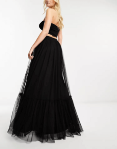 Юбка Beauut Tulle Maxi With Hem Detail, черный