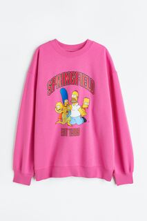 Свитшот H&amp;M x The Simpsons Printed, фуксия H&M