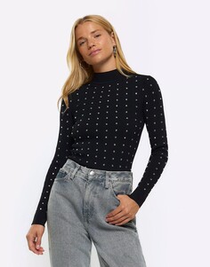 Водолазка River Island Diamante, черный