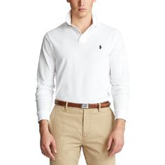 Рубашка-поло Polo Ralph Lauren Men&apos;s Classic Fit Long Sleeve Mesh, белый