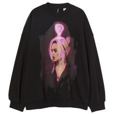 Свитшот H&amp;M x Netflix Maeve Oversized Printed, черный H&M