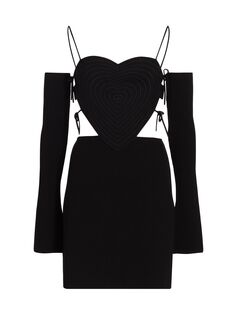 Трикотажное мини-платье с сердечками и ремешками MACH &amp; MACH, черный