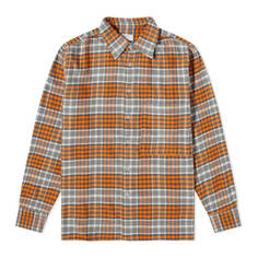 Рубашка Universal Works Brushed Flannel Square Pocket, серый/оранжевый