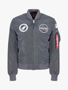 Светоотражающий бомбер Alpha Industries X NASA MA1, серый/радужный