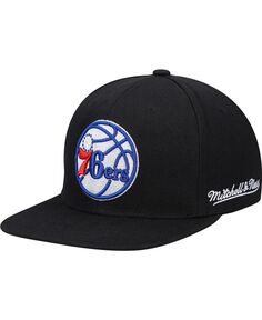 Мужская черная английская шляпа Snapback Philadelphia 76Ers с дропбеком Mitchell &amp; Ness