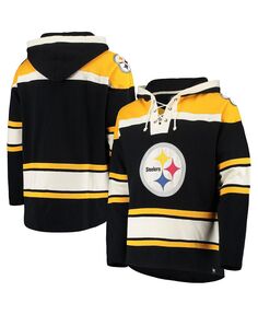 Мужской черный, золотой пуловер с капюшоном Pittsburgh Steelers со шнуровкой и v-образным вырезом &apos;47 Brand