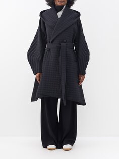 Стеганое пальто из ракушки с поясом Issey Miyake, черный