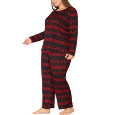 Женский пижамный комплект больших размеров с длинными рукавами и рождественским узором Agnes Orinda