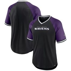 Мужская футболка Fanatics черного/фиолетового цвета с логотипом Baltimore Ravens Second Wind реглан с v-образным вырезом