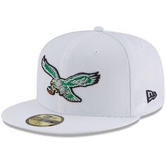 Мужская приталенная кепка New Era White Philadelphia Eagles Throwback Logo Omaha 59FIFTY