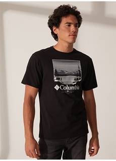 Черная мужская футболка с круглым вырезом с принтом Columbia