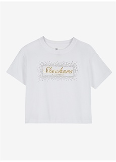Однотонная белая женская футболка с круглым вырезом Skechers