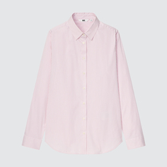 Рубашка Uniqlo Supima Cotton формальная в полоску, розовый