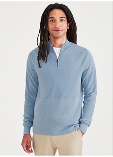 Синий мужской свитер обычного кроя с воротником-молнией Dockers