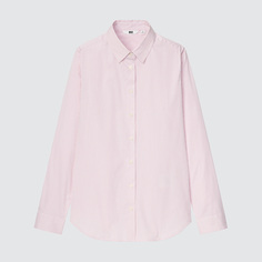 Рубашка Uniqlo Supima Cotton формальная в полоску, розовый