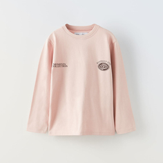 Лонгслив Zara Printed, бледно-розовый