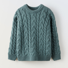 Свитер Zara Cable-Knit, зеленый