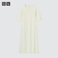 Женское платье Uniqlo AIRism из смесового хлопка, светло-бежевый