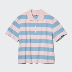 Женская рубашка-поло Uniqlo Hot Girl Polo в полоску, розовый
