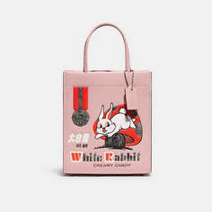 Сумка Coach Outlet x White Rabbit Cashin Tote Small Square, розовый/мультиколор