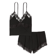 Пижама Victoria&apos;s Secret Ribbed Modal &amp; Lace Cami, черный