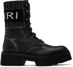 Черные вязаные армейские ботинки с воротником-логотипом AMIRI