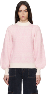 Розовый жаккардовый свитер GANNI